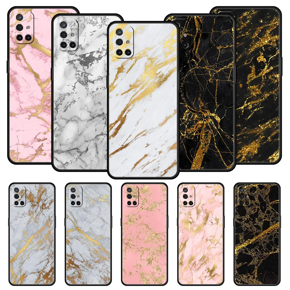 Black Gold Marble Pattern Case For OnePlus 10 9 8 7 7T Pro 9R 9RT 8T One Plus Nord 2 CE N200 N100 N10 5G Phone Cover Coque Funda