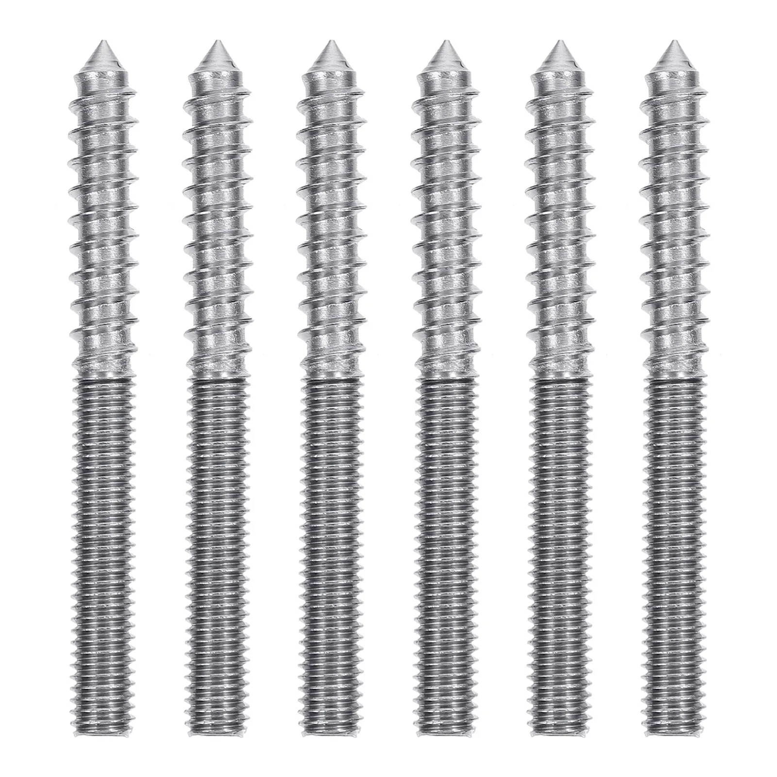 6Pcs Double Headed Hanger Bolts M6x60 Strong Durable Self-Tapping Screws Rust Resistant Smooth Thread for Mining Bridges