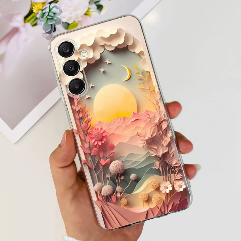 For Samsung Galaxy A25 2023 Case SM-A256B Fashion Flower Butterfly Clear Soft Silicone Phone Cover For Samsung A35 A55 5G Bumper