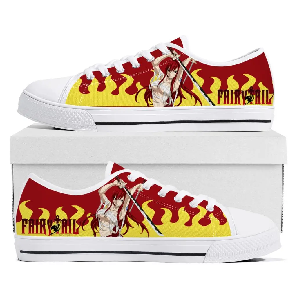 Erza Scarlet Anime Fairy Tail Low Top Sneakers High Quality Mens Womens Teenager Canvas Sneaker Couple Shoes Custom White Shoe