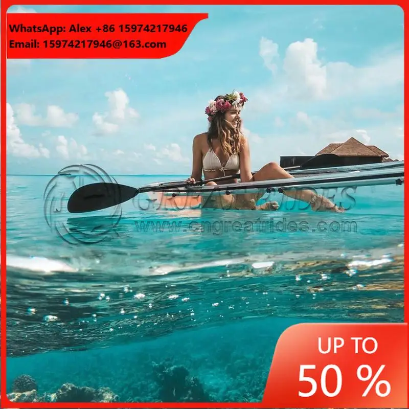 2 Person Clear Crystal Kayak Polycarbonate Clear Glass Bottom Paddle Boat Transparent Canoe For Sale