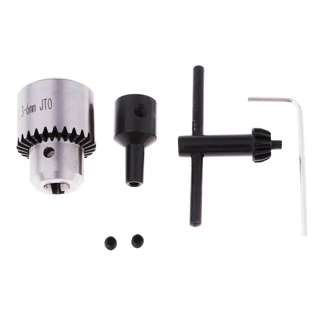 Metal Drill Chuck Set 0.3-6mm Capacity DIY Modeling Tool with Key for Electric Motor Shaft Connection