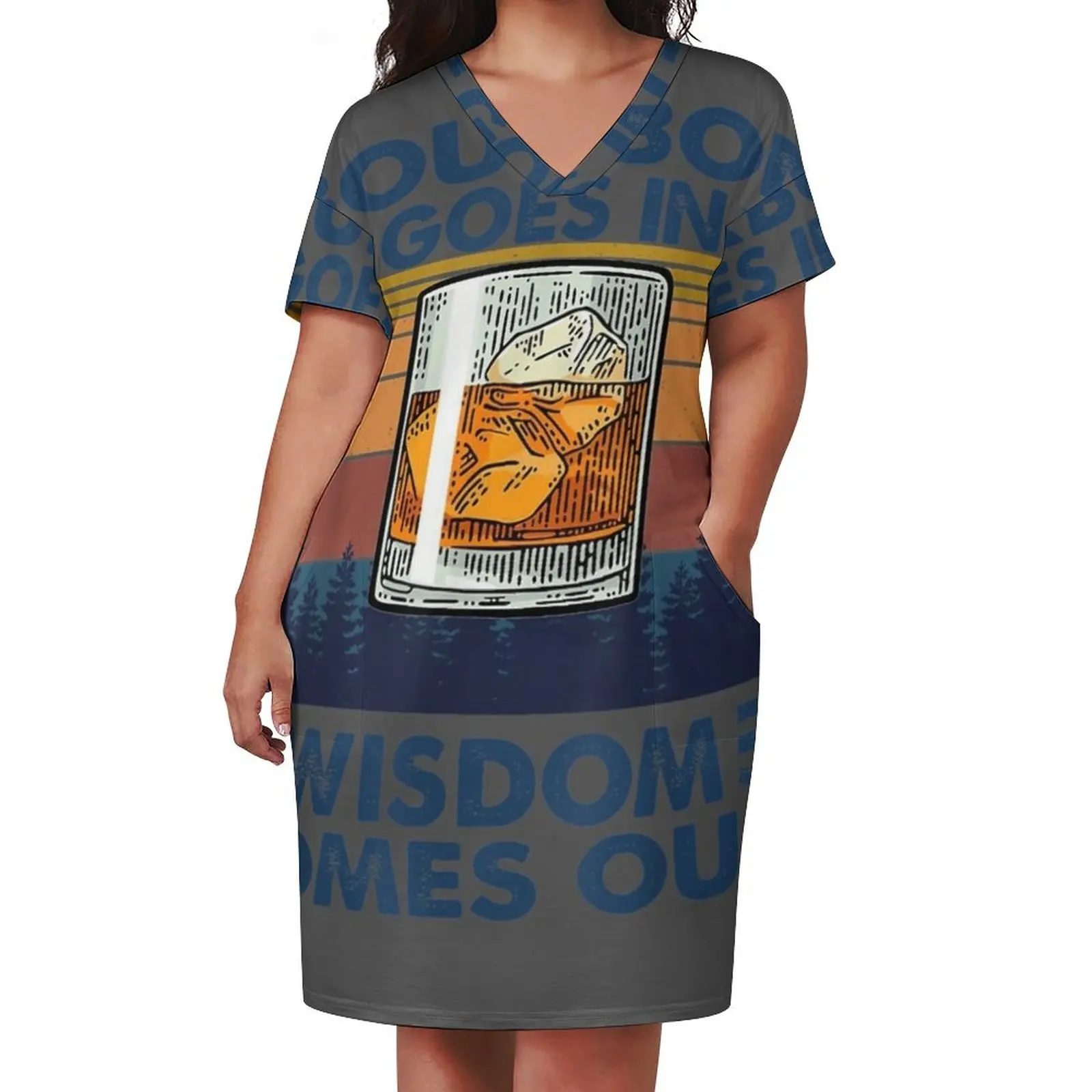 Bourbon Goes In Wisdom Comes Out Bourbon Drinking Lover Loose Pocket Dress Long dress