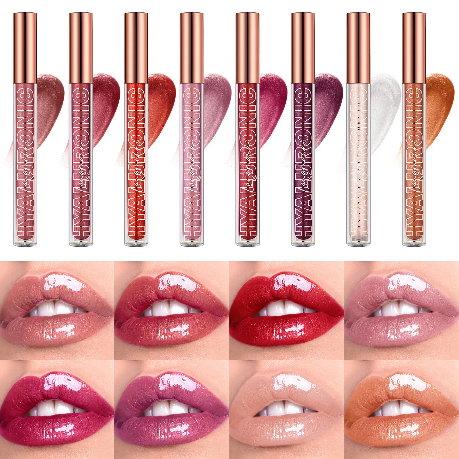 Cosmetics LANGMANNI Hyaluronic Acid Lip Stain Glittering Lip Gloss 8Colors Available Moisturizing Moisturizer Lipstick Lip Gloss