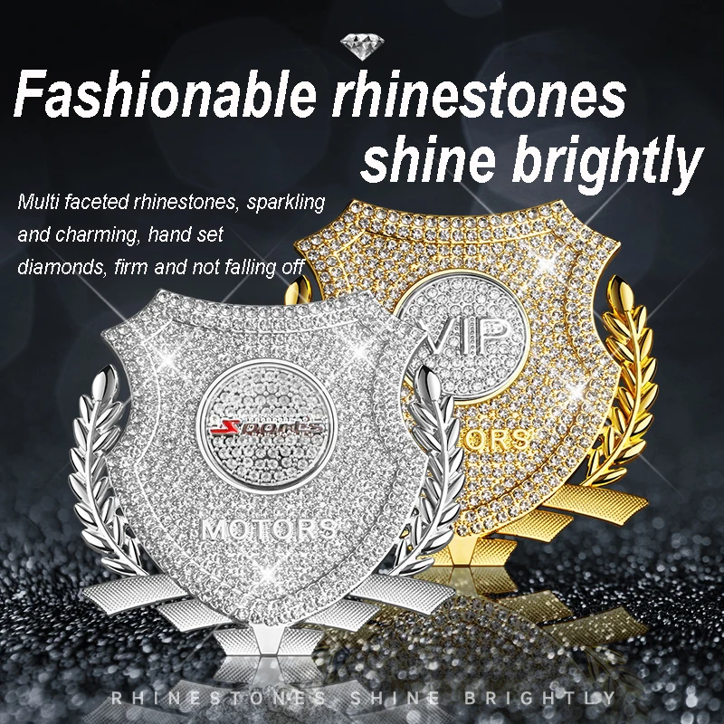 Diamond Studded Wheat Ear Car Emblem Sticker 3D Metal Badge Decal Waterproof Scratch Resistant Universal Fit Auto Side Fender Tr