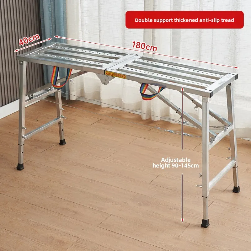 Verdikte stalen paardenkrukladder, mobiel werkplatform, opvouwbaar steiger met dubbele steun, technische ladder voor binnendecoratie
