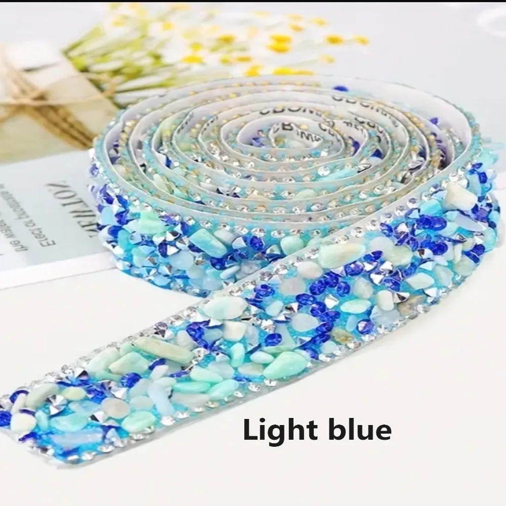 

Self Adhesive Rhinestone Strip Crushed Stone Colorful Colorful Resin Rhinestone Tape No Iron Needed Resin Material