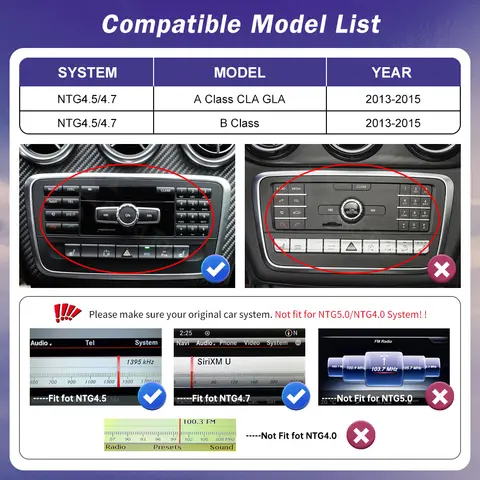 Ultra Thin Touch Screen for Mercedes Benz A B Class CLA GLA W176 W246 2013-2015 NTG4.5 Radio Wireless CarPlay Android Auto