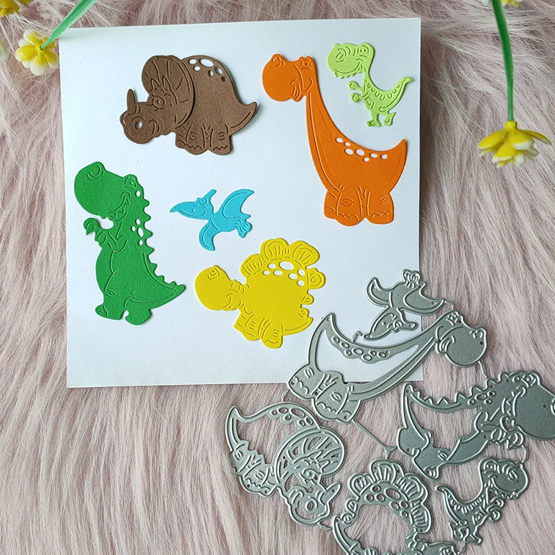 New 6 Pcs Dinosaurs metal cutting die mould scrapbook decoration embossed photo album decoration card making DIY handicrafts