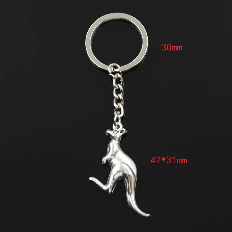 New Fashion Keychain 47x31mm Kangaroo Pendants DIY Men Jewelry Car Key Chain Ring Holder Souvenir For Gift