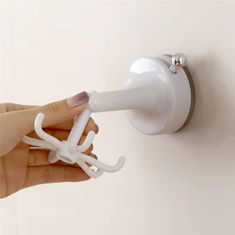 AT05-Rotatable Kitchen Hook - 6-Claw Suction Cup Wall Mount For Spatulas & Cookware, Drill-Free Plastic Storage Solution
