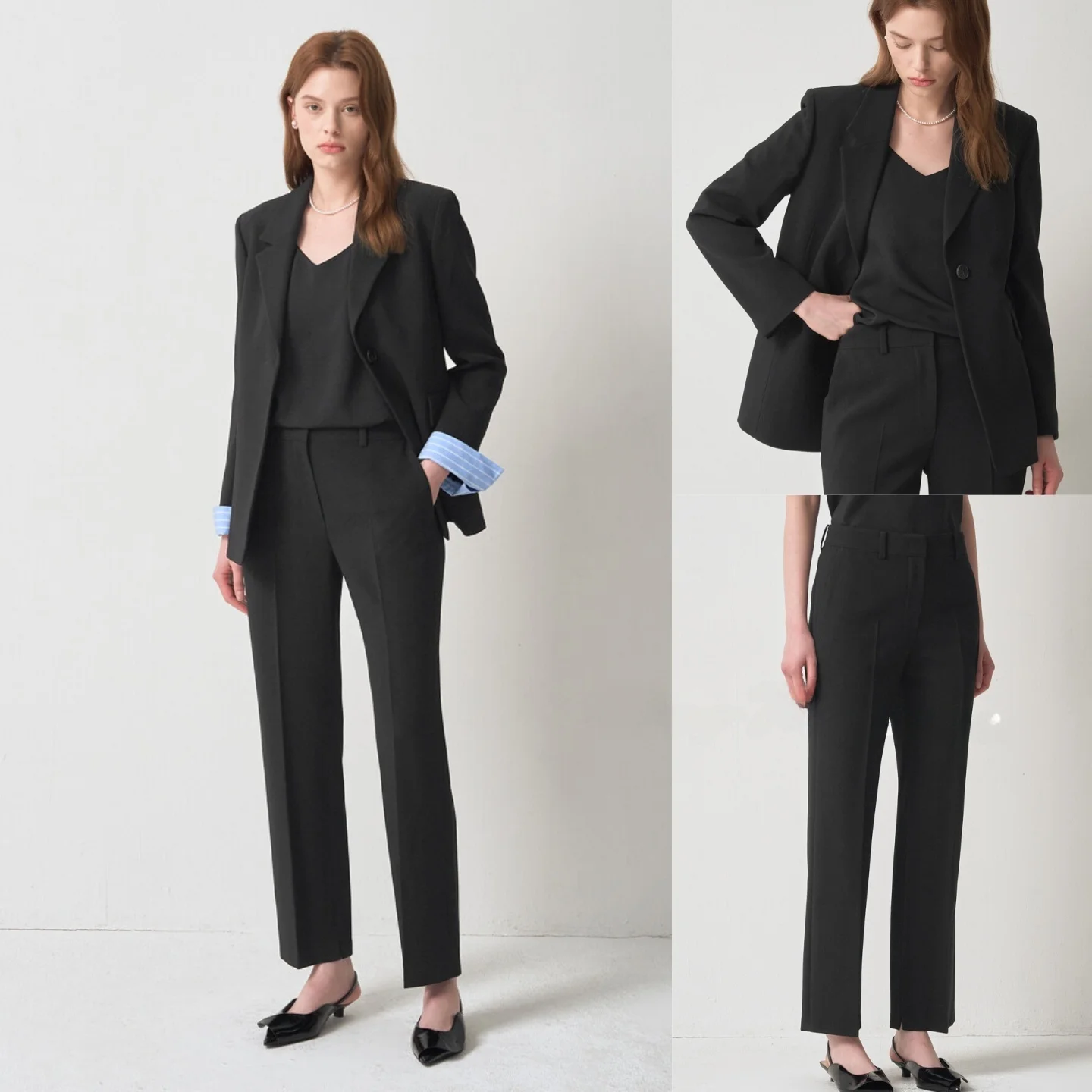 

Съемный корейский офисный костюм-двойка: универсальный комплект для работы, брюки и пиджак с длинными рукавами стандартной длины