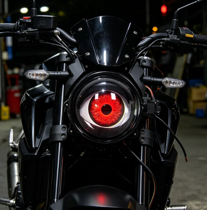 GM Motorcycle Modified Devil Eye Lamp LED Dynamic Demon Eye Lens Headlights Decorative Ambient Lighting Kit