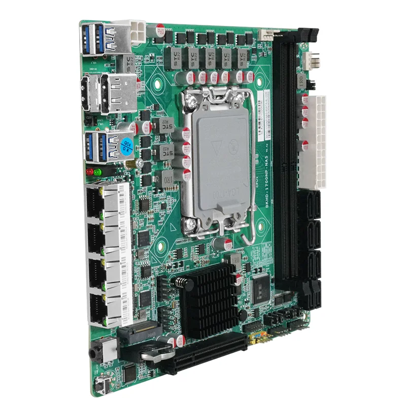 BKHD-1700NP-NAS-MB Mini-ITX Carte Mère pour NAS Serveur Pare-enquêter Compatible TrueNAS OMV ESXi 4x2.5GbE 8xSATA 1xM.2 1xPICe x4 Q670