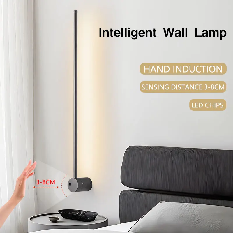 Hand Induction Switch LED Wall Lamps for Corridor Aisle Nordic Sensor LED Wall Lights Interior Wall Sconce for Bedroom Bedside