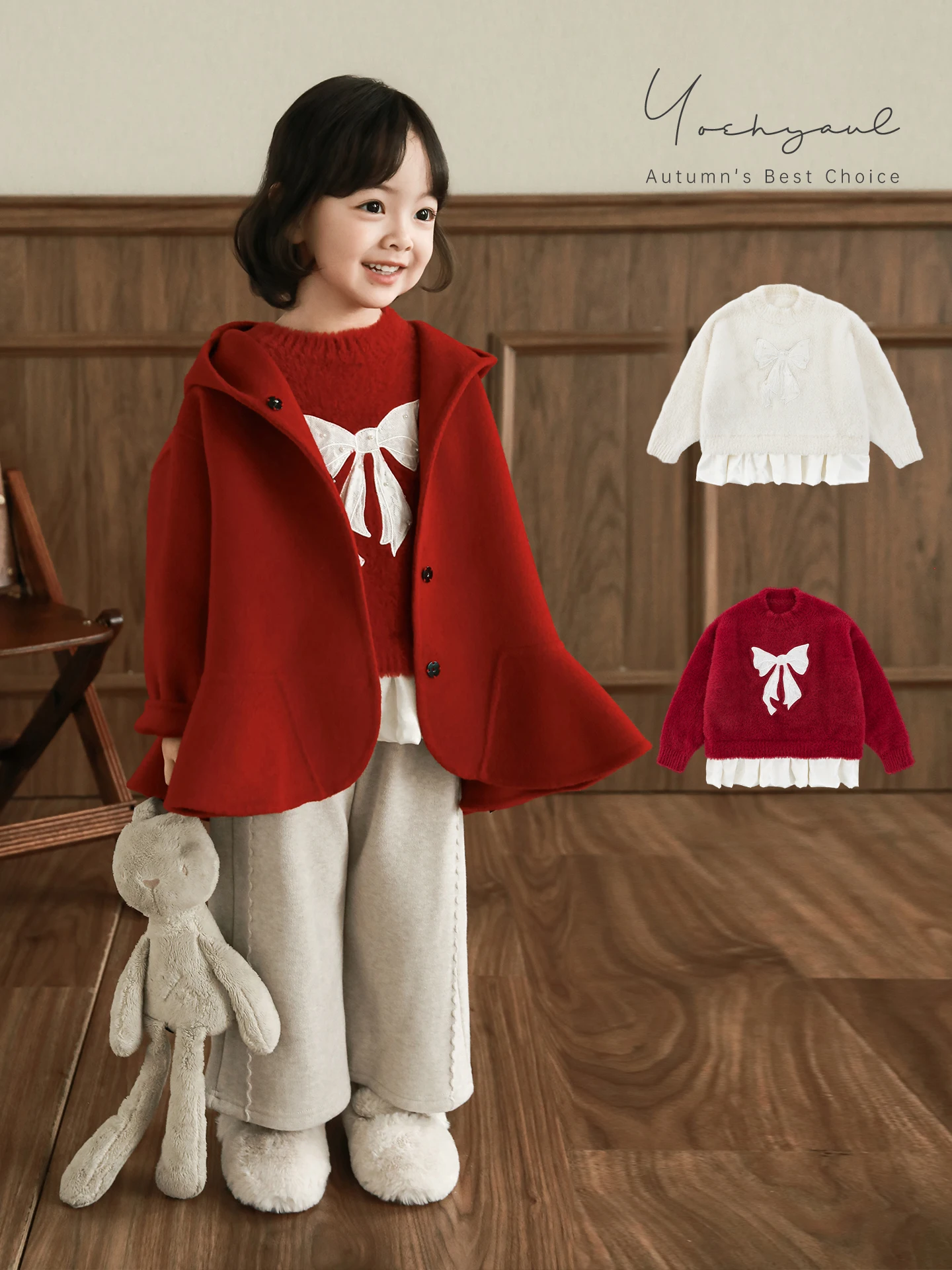Girls Winter Sweater 2025 Plush Butterfly Korean Style Round Neck Slim Fit Thermal Versatile Festival Gift Knitwear 1-7 Years