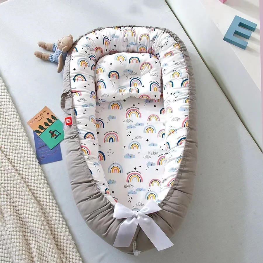 Baby Co Sleeping Bed Cotton Soft Breathable Washable Newborn Crib in Bed Portable Infant Sleeping Nest Bed Photography Props