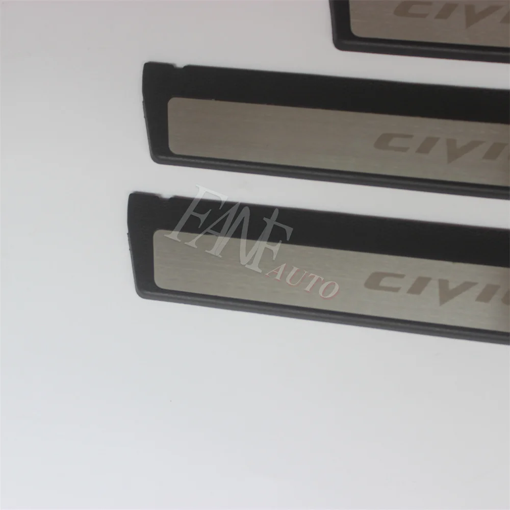 Car Styling Stainless Steel Led Door Sill Scuff Plate Guard Sills Protector Trim For Honda Civic 2012-2015 9TH GNE 9