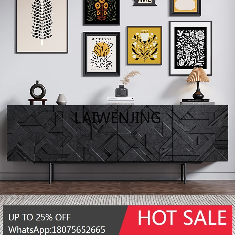 

Nordic retro solid wood medieval dining side cabinet industrial style locker