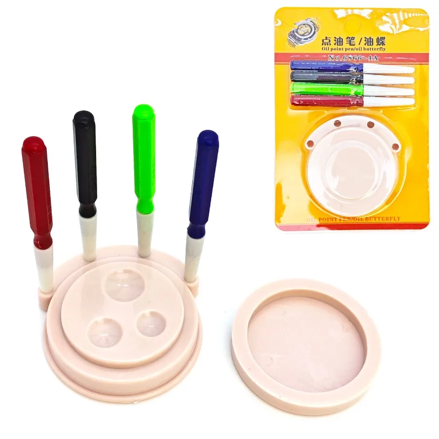 4 pçs pino de óleo caneta mergulho + 1pc lubrificador prato conjunto de ferramentas ferramenta de limpeza segurar relógio óleo reparação acessório ferramenta para relojoeiros