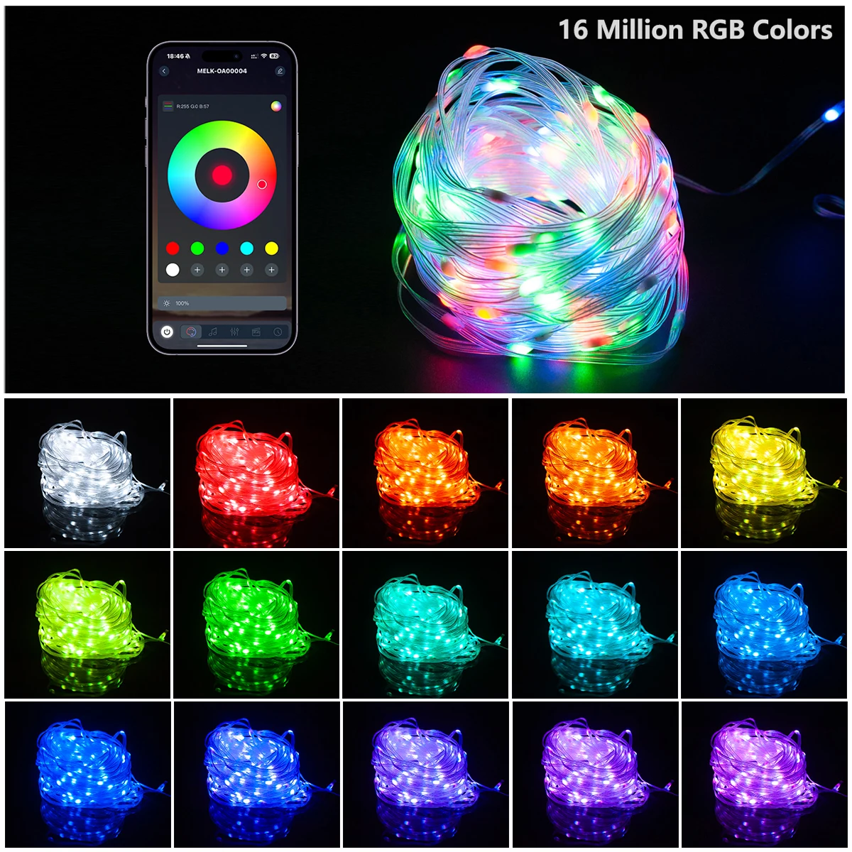 Светодиодная гирлянда RGB 20 м 10 м 5 м DIY Smart RGBIC APP Bluetooth Remote Fairy Lights Dreamcolor Garden Party Рождественская елка Свадебный декор