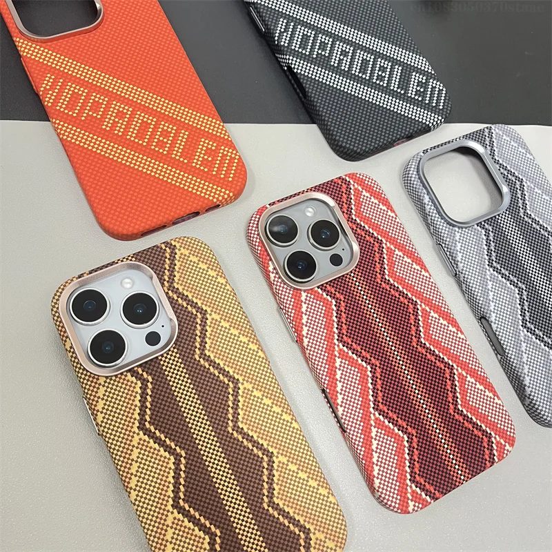 

Luxury Carbon Fiber Wireless Charging Magsafe Case for iPhone 15 16 17 Pro Max 17 Pro Alloy Lens Protection Hard PC Cover 17 pro