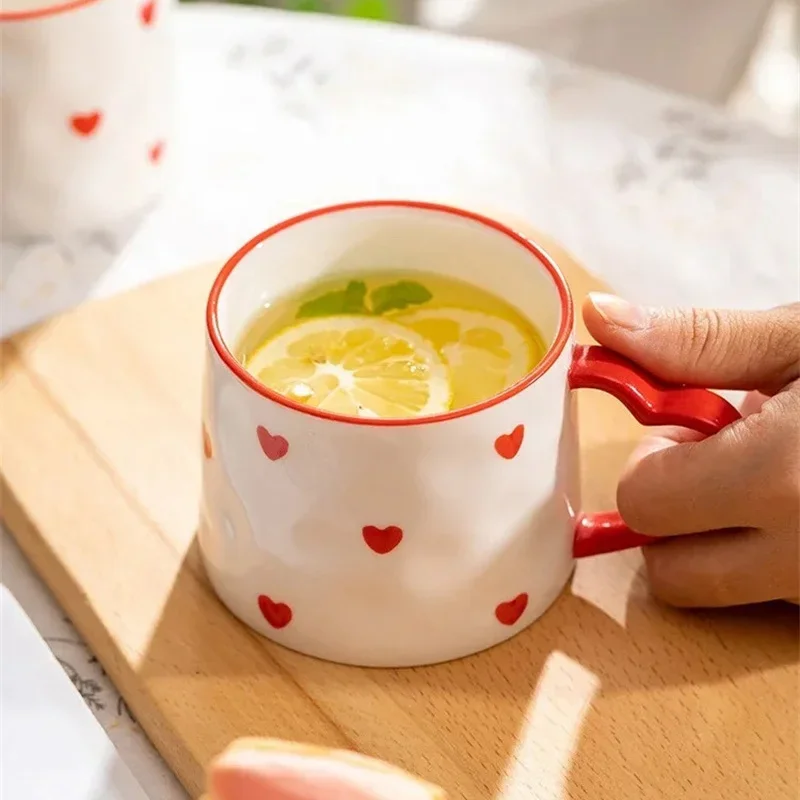 300ml Cute Ceramic Mug Creative Hand Made Coffee Cup Couples Cup Breakfast Milk Tea Mug Mother\'s Day Gift Wedding Gift