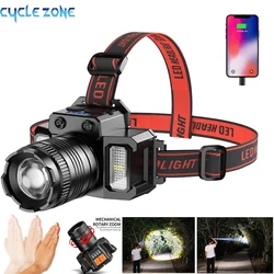 Super Powerful Head Flashlight Headlamp With Sensor Built-in 18650 Battery USB Charging Led Headlamp Night Camping Fishing Light