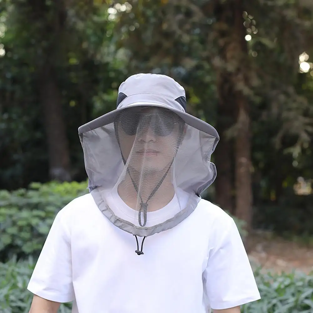 UV-Schutzhut mit Gesichtsmaske, atmungsaktiver Insektenschutz, breite Krempe, Angelhut, Outdoor-Sport, Natur, Wandern, Camping, Netzhut – Detail 25