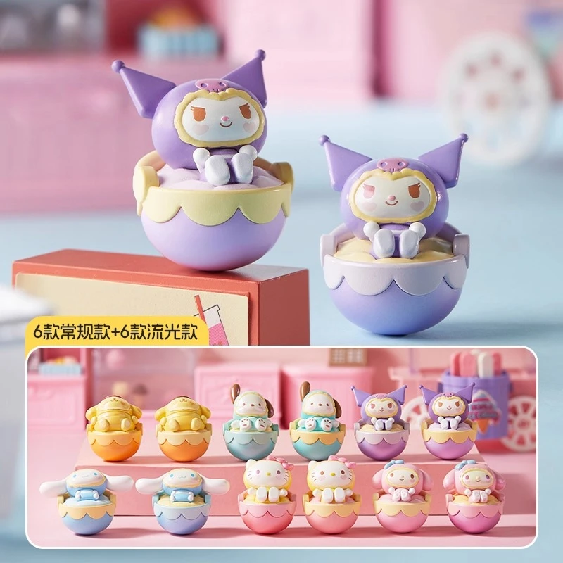 Sanrio berço tumbler série bonito feijão caixa cega paccha cão pudim cão canela merlot tikulomi boneca bonito ornamentos de mesa