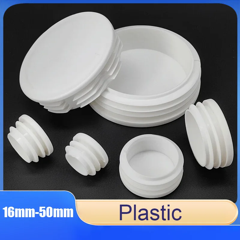 

1pcs White Round Plastic End Cap Plug 16/19/22/25/38/50mm Round Insert Pipe Cap Chair Leg Pad Pipe Fitting End Plug