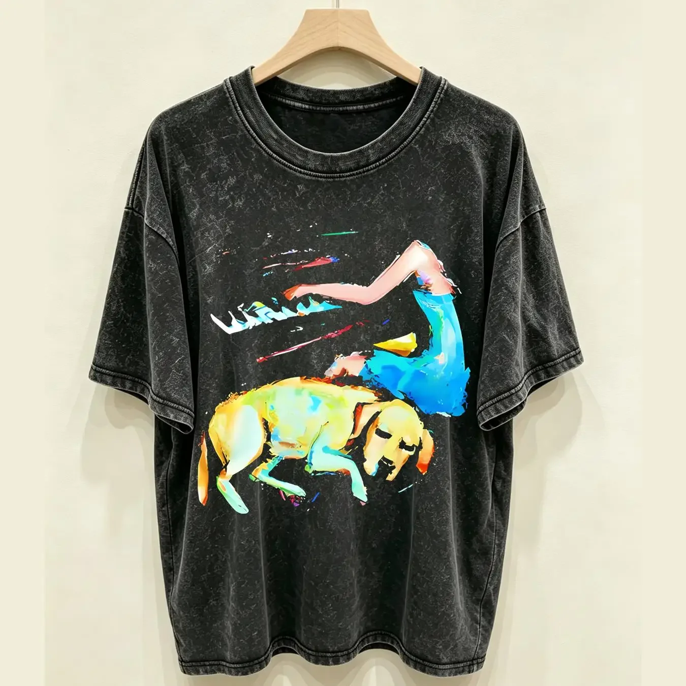 washed T Shirt New Clairo Europe Tour 2022 Sling For Fan Black All Size QQ433 vintage Washed designer clothes homme Stretched