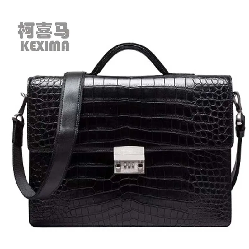 KEXIMA ourui true crocodile handbag male Genuine crocodile leather business Men's briefcase arge capacity men handbag men bag