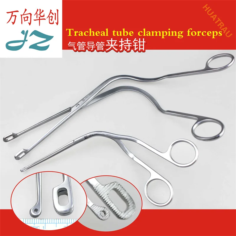 JZ Jinzhong Medical Tracheal Tube Clamping Forceps Bilateral Bent Through Hole Round Head Clamp ENT Surgical Instruments