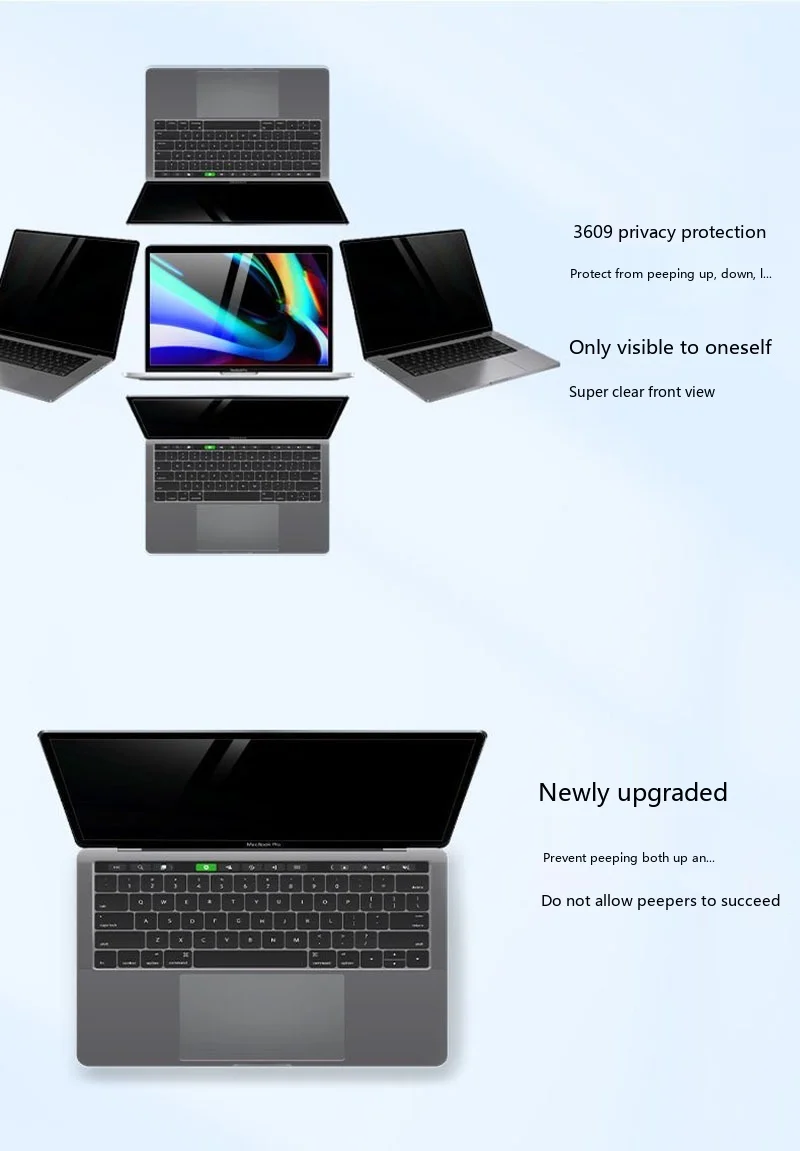 Vollflächig klebender Sichtschutz für MacBook 13-16 Zoll 360 ° Anti-Spionage-Film – Detail 8