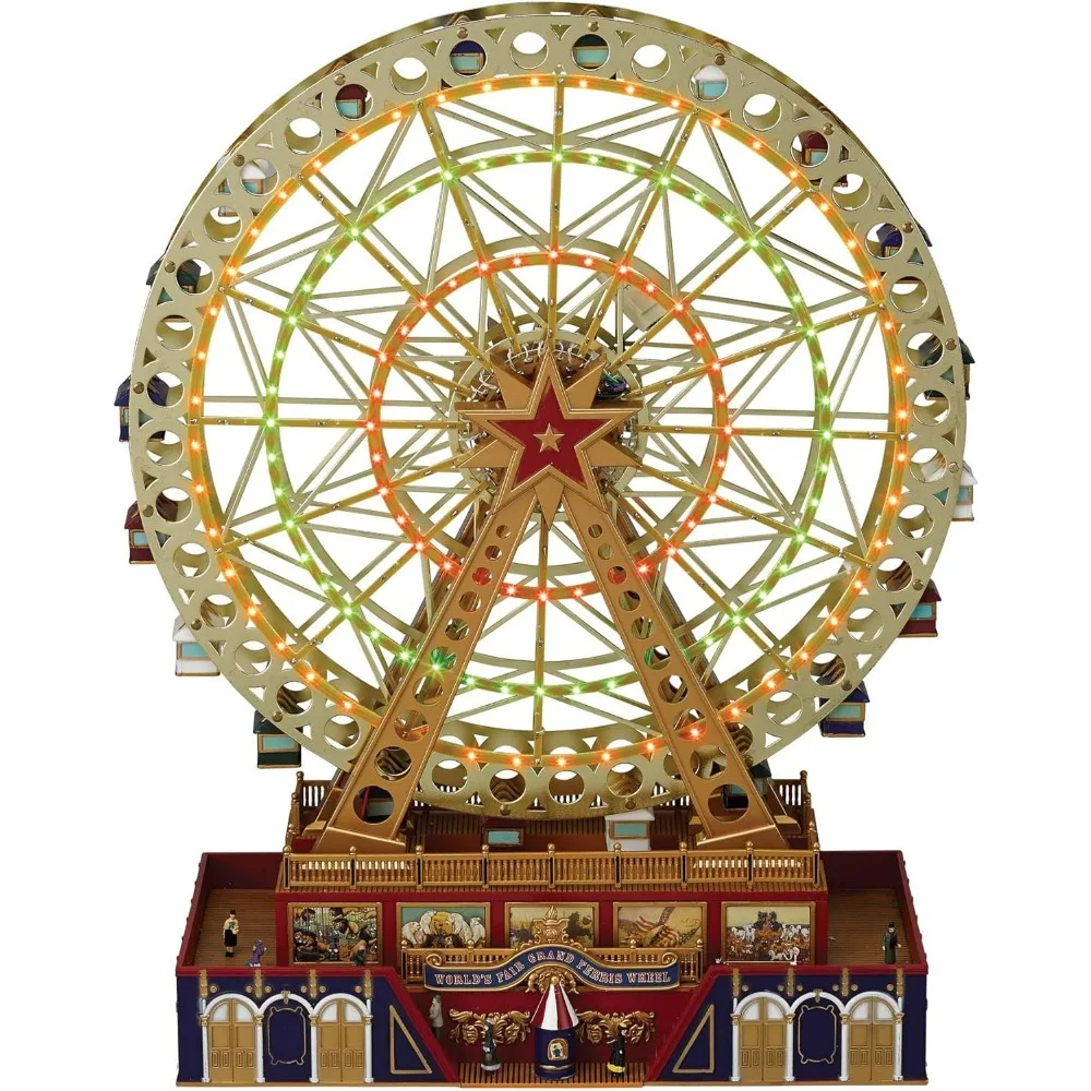 World's Fair Grand Ferris Wheel Musical Animated Indoor Christmas Decoration, 15 Inch, Gold