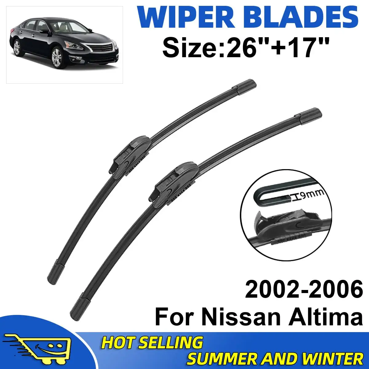 

2PCS Wiper Blades Set Kit For Nissan Altima 2002-2006 Front Windshield Brushes Windscreen Window Accessories