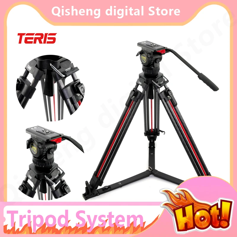 نظام ترايبود ألياف الكربون Teris Ts-H14Cf-Q رأس السائل قفل سريع تصميم ترايبود 1/4 و 3/8 مسامير احتياطية لوحة الذهاب القياسية التي تعمل باللمس