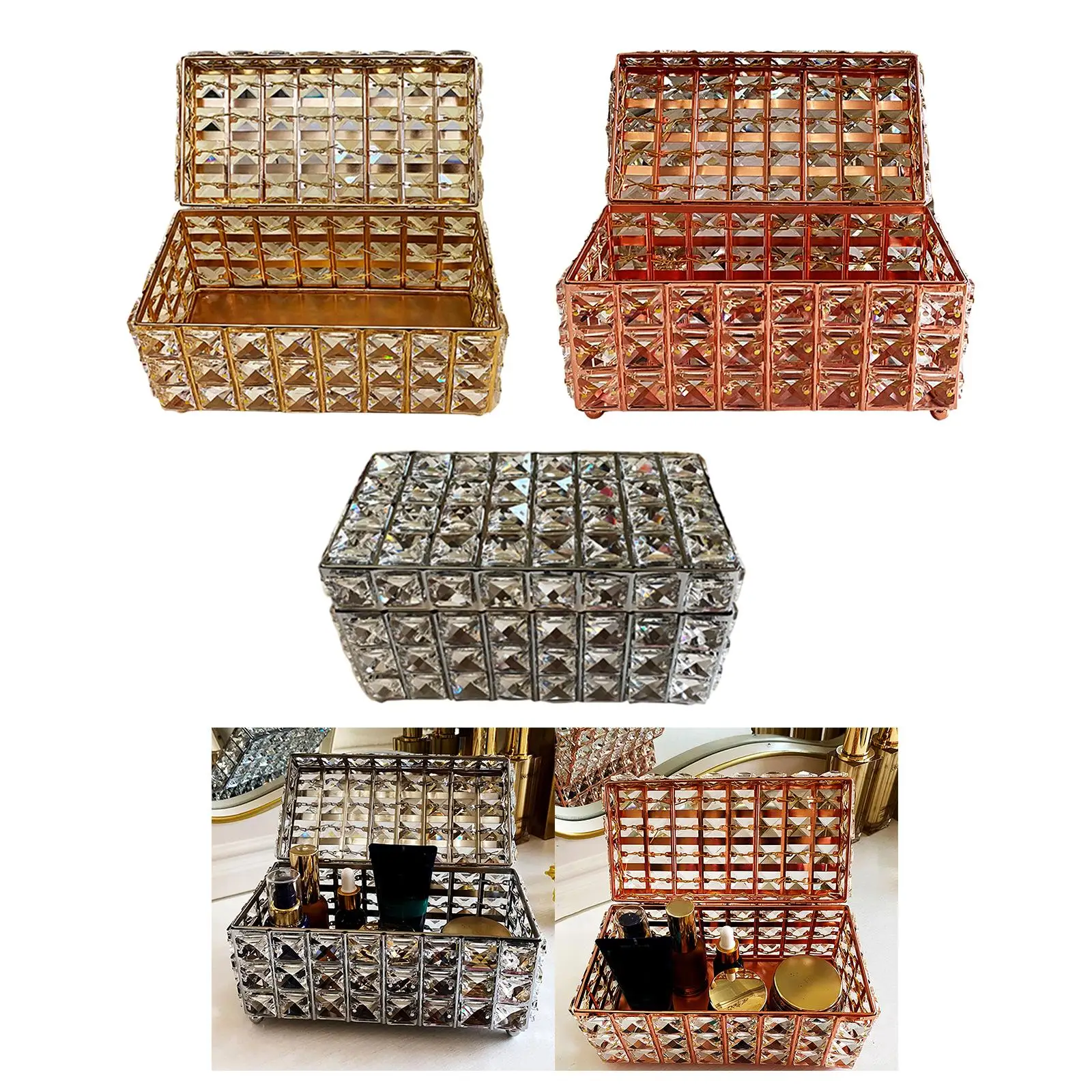 

Crystal Jewelry Box Jewelry Case Portable Keepsake Box Rectangular Jewelry