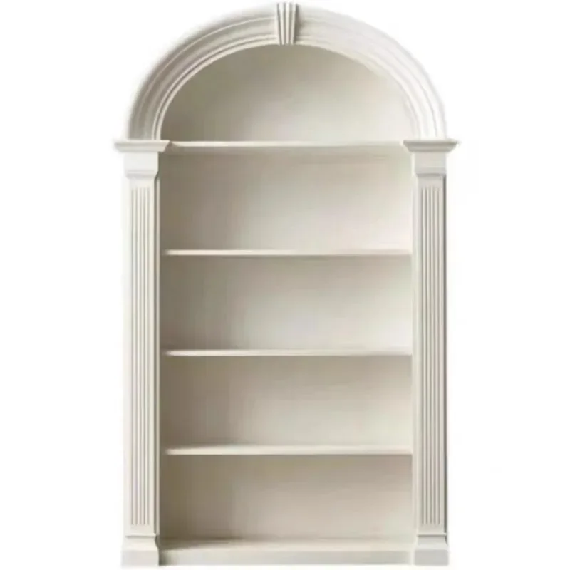 

Французский полукруглый арочный шкаф из цельного дерева, американское ретро, белая книжная полка, напольная витрина для гостиной