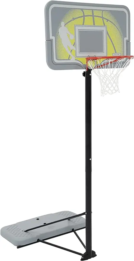 90992 Full-Size Height Adjustable Portable Basketball Hoop, 7.5 to 10 Foot Telescoping Adjustment, 44-Inch Impact Backboard