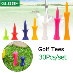 Colorido plástico Golf Tee, Step Down Graduado Castelo Tee, controle de altura para acessórios de golfe, cor aleatória, 30pcs por conjunto