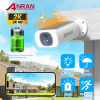 ANRAN-cámara Solar 2K con batería integrada, cámara de seguridad WIFI de 3MP, 2,4G, luces de inundación, almacenamiento en la nube básico gratuito, visión nocturna en Color