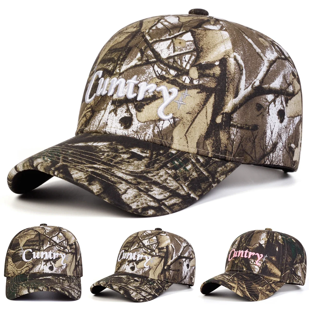 Unisex CUNTRY Baseballkappen mit Stickerei, Camouflage-Muster, für Frühling und Herbst, verstellbare Freizeithüte für den Außenbereich, Sonnenschutzhut, Sportkappe