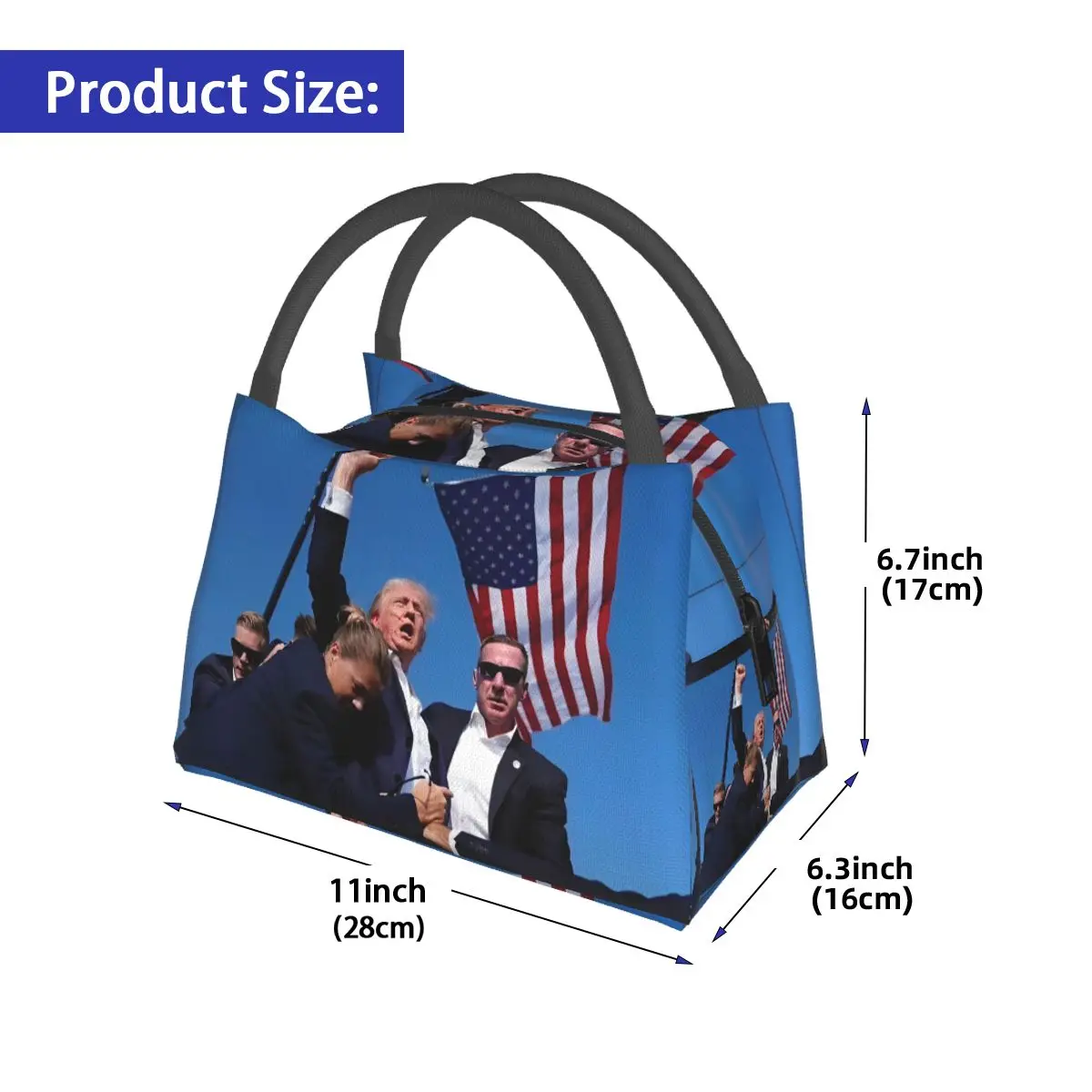 2024 Trump Arrested. Shot. Still fighting Lunch Bag  Make America Great Again Lunch Box Graphic Design Tote Food Bags Cooler Bag