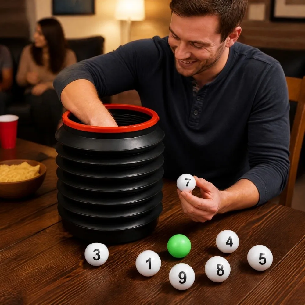 13pcs Convenient Orange Raffle Number Set 10 Count Printed Printed Balls White ABS Material Folding Bucket Lucky Draw