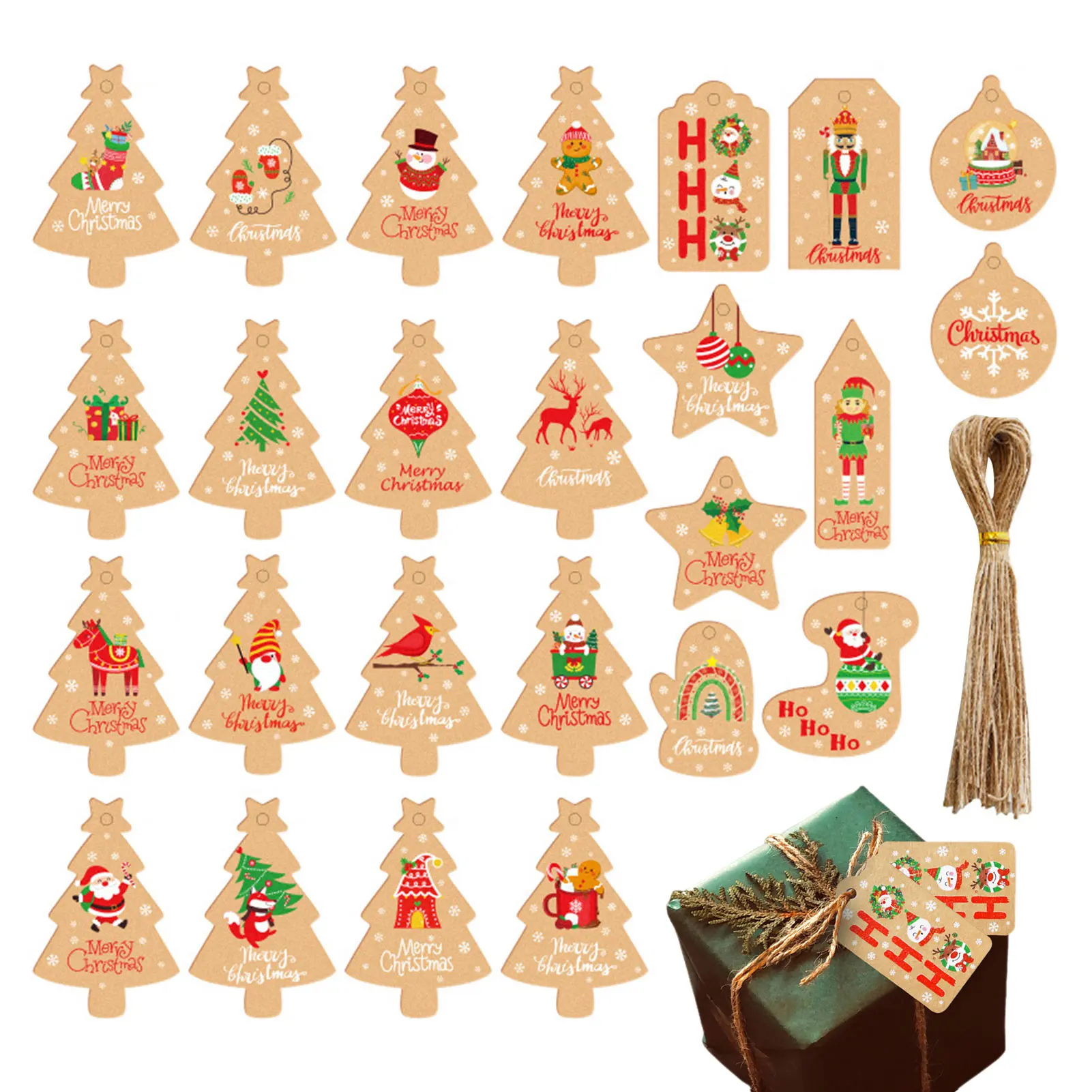 Merry Christmas Tags 50 Pieces Christmas Tree Gift Tags Kraft Tags For Gift Wrapping And Labeling Christmas Holiday Gifts