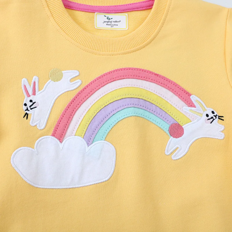 

2025Spring and Autumn Girls' Sweatshirt Style Children's Sweatshirt New Long Sleeve Children's Sweatshirt Knitted Cotton Round N