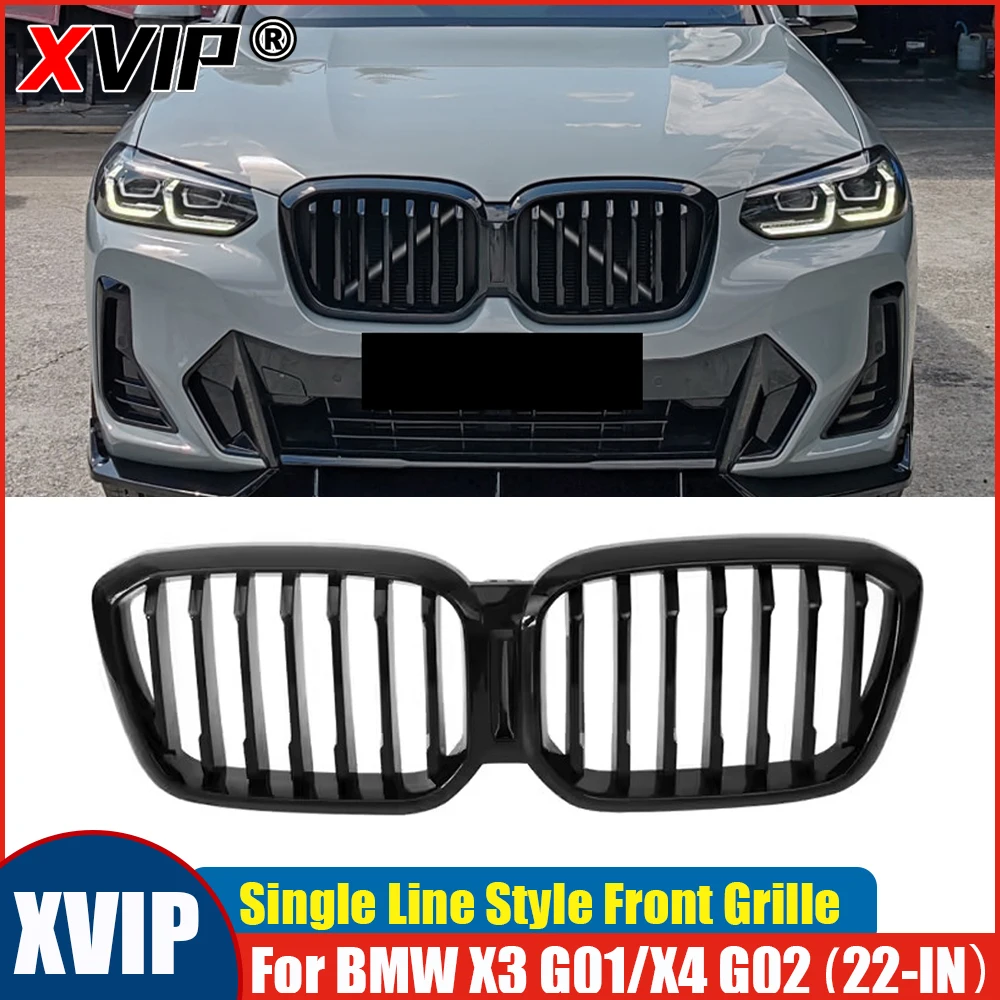 

XVIP Single Line Front Bumper Grille Black Kidney Racing Grills For BMW X3 G01 X4 G02 SUV Model 2022-2024 Grille Car Accessories