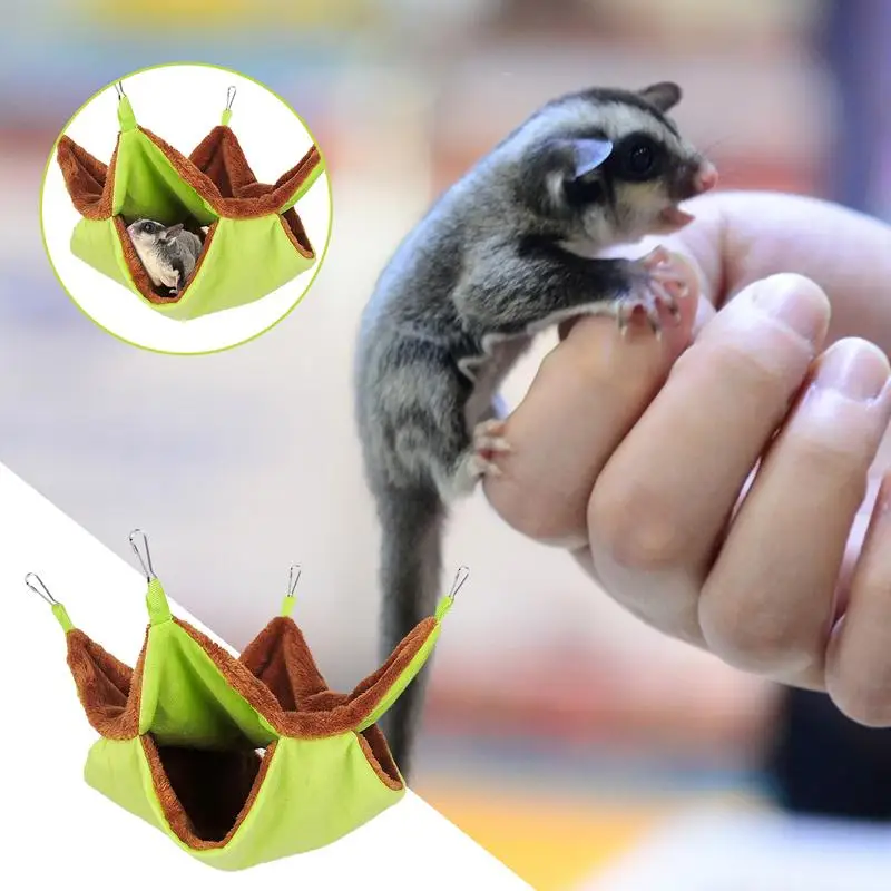 

Ferret Hammock Double-layer Small Animal Hammock Portable Sugar Glider Soft Pet Hangable Hammock Bedding Small Pet Cage